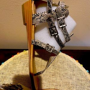 New Vegan Snakeskin Gladiator Sandals